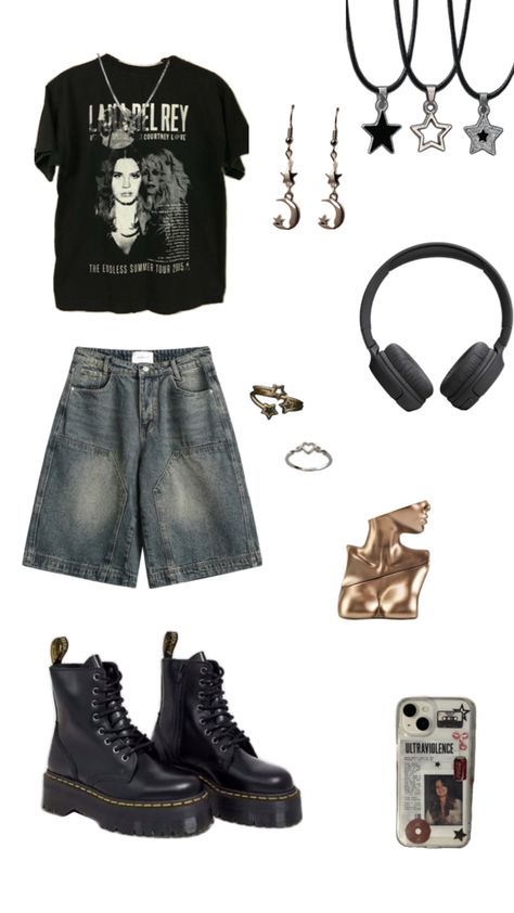 doc martens, lana del rey Outfit Inspo Grunge, Weirdcore Outfits, Grungy Outfit, Grunge Summer Outfits, 80s Inspired Outfits, Grunge Fits, Grunge Summer, Outfit Grunge, Weekly Outfits