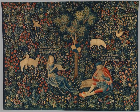 Craftsman Wallpaper, Medieval Tapestries, Unicorn Tree, Tapestry Inspiration, Silk Tapestry, Art Medieval, Motif Art Deco, Medieval Tapestry, Blue Tapestry