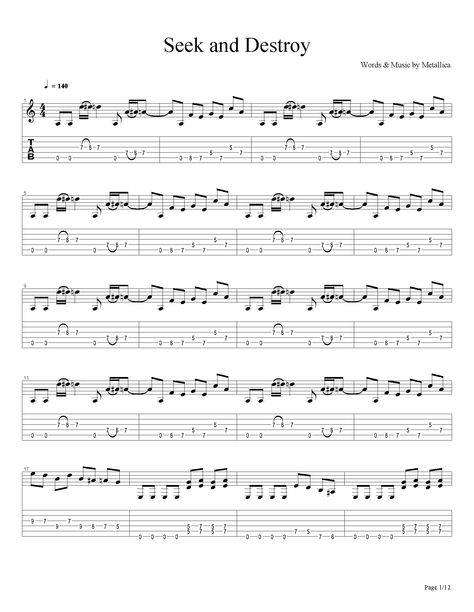 Seek And Destroy Metallica - Page 1 www.tonepack.com Metallica Tabs Guitar, Metallica Seek And Destroy, Bass Tablature, Metallica Music, Seek And Destroy, Guitar Tabs Songs, Music Chords, Guitar Sheet, Guitar Sheet Music