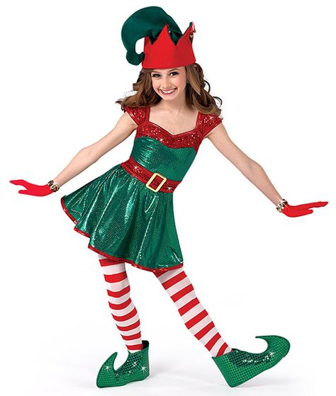 Christmas Elf Costume Diy, Girl Elf Costume, Elf Costume Ideas, Diy Elf Costume, Diy Christmas Elves, Christmas Dance Costumes, Diy Christmas Outfit, Elf Dance, Elf Costumes