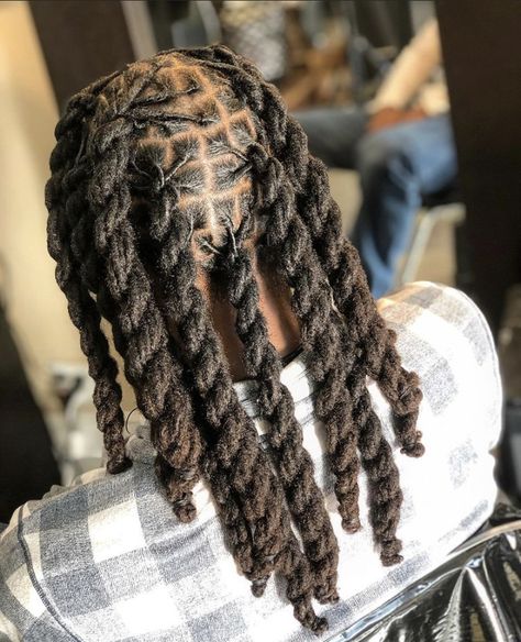 Jumbo Twist Dreads Men, Retwist Locs Style Long, Rope Style Locs, Dreaded Hairstyles For Men, Retwist Locs Style Men Long, Rope Twist Men Locs, Men’s Loc Styles Long, 4 Strand Twist Locs Men, Dreads Styles For Men Dreadlocks