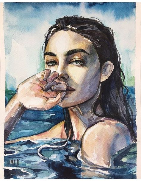 Art Et Illustration, Art And Illustration, Watercolor Portraits, Art Sketchbook, Portrait Art, Figure Drawing, Character Illustration, Character Concept, Portrait Painting