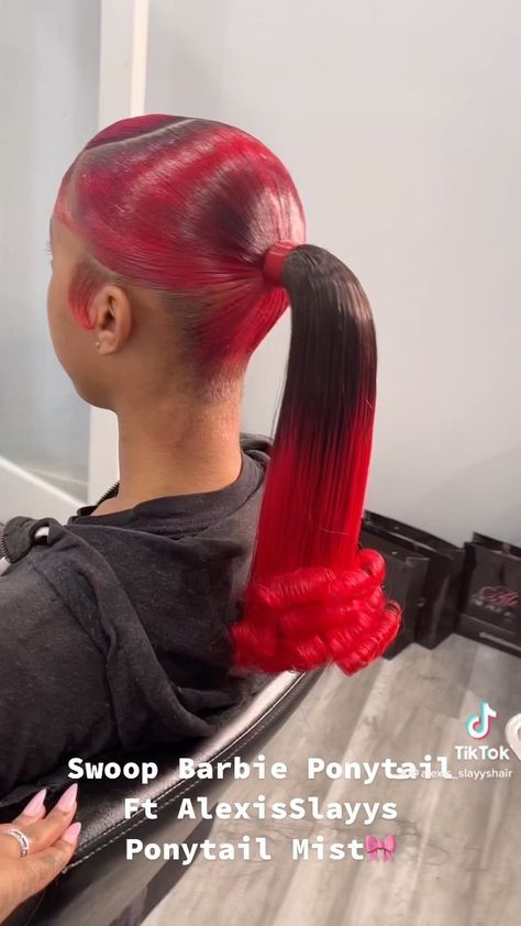 alexis_slayyshair on Instagram: Did y’all miss me ?❤️❤️❤️❤️❤️❤️ We slayyed this Barbie Ponytail 🎀 ‘Restock coming soon 🎀🎀#alexisslayys #alexisslayshair #chicago… Red Barbie Ponytail, Pink Barbie Ponytail, Burgundy Barbie Ponytail, Barbie Doll Ponytail, Barbie Ponytail, Funny Face Photo, Women Hairstyles, Face Photo, Funny Face