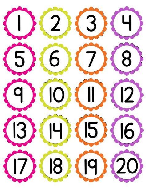 Number Labels Free Printables, Learning Numbers Preschool Printables, Number 1-20, 1 To 20 Numbers, Numbers Free Printable, Printable Calendar Numbers, Number For Kids, Kids Numbers, Number Printables