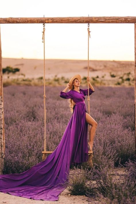 Purple flying dress , long flying dress, long sleeve flying dress Long Flying Dress, Long Train Dress Photoshoot, Long Dresses Photoshoot Ideas, Gown Dress Photoshoot Ideas, Flying Dress Photoshoot Ideas, Vintage Dress Photoshoot, Themed Photoshoot Ideas Woman, Long Dress Photoshoot Poses, Long Flowy Dress Photoshoot