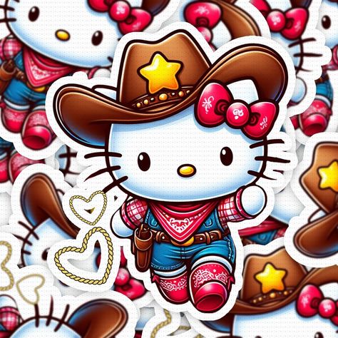 Hello Kitty Cowgirl Party, Hello Kitty Vaquera, Hello Kitty Cowgirl, Stickers Bonitos, Girly Pop, Cowgirl Party, Cow Girl, Website Link, My Website