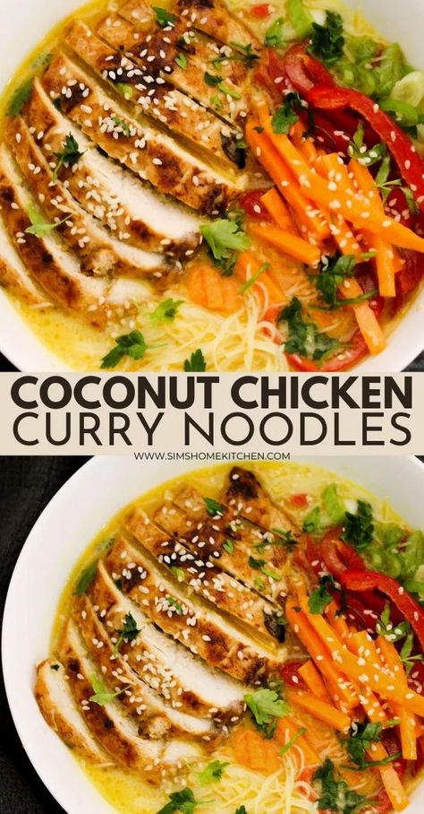 Chicken Recipes With Noodles, Chicken Curry Noodles, Recipes With Noodles, Coconut Curry Chicken Recipes, Coconut Chicken Curry, Curry Coconut, Noodles Chicken, Sesame Chicken Recipe, Soy Chicken