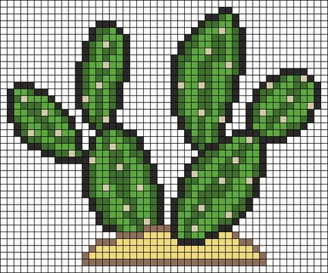 Cactus Alpha Pattern, Alpha Knot, Alpha Bracelets, Dia De Los Muertos Decorations Ideas, Crochet Wall Art, Cactus Desert, Graph Paper Art, Beads Patterns, Fuse Beads