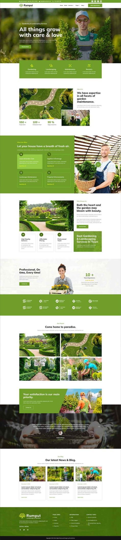 Rumput - Landscape & Gardening Services Elementor Template Kit Website Layout Inspiration, Landscape Nursery, Gardening Services, Services Website, Lawn Service, Webdesign Inspiration, Garden Services, Garden Maintenance, Webpage Design