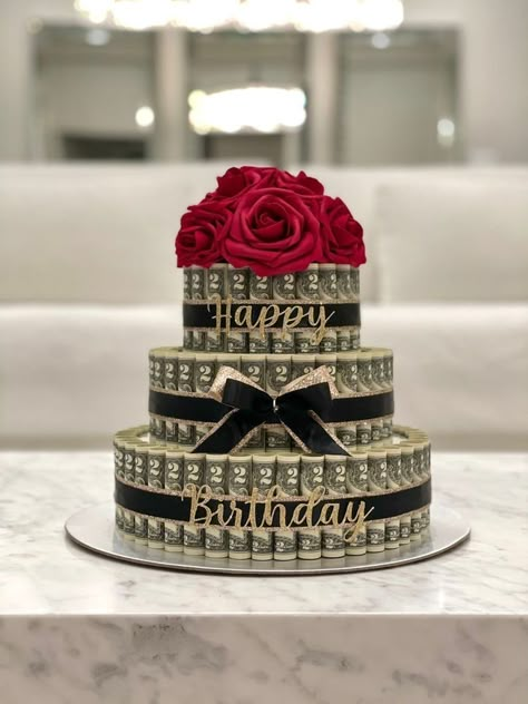 Birthday Money Cake, Money Birthday Cake, Money Cakes, Graduation Money Gifts, Graduation Money, Money Cake, Money Flowers, Money Bouquet, Money Gifts