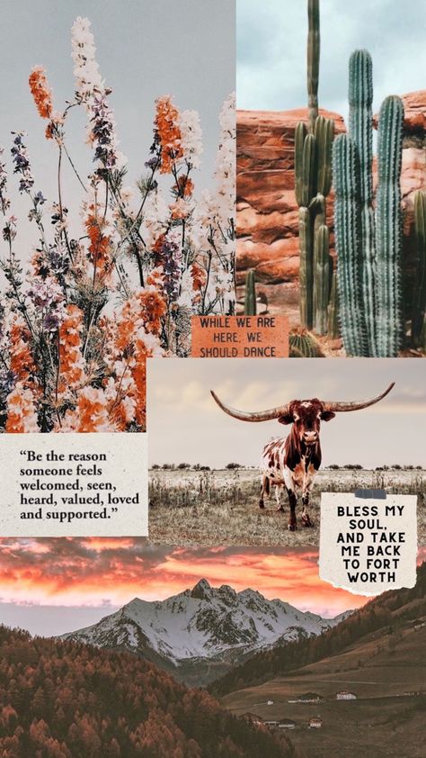 Western Wallpaper, Cow, Collage, Iphone