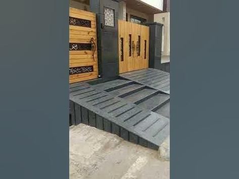 Outdoor Ramp Design, Car Ramp Design For Home, Ramp Design Entrance Modern, Entrance Ramp Design, Gate Ramp Design Granite, Garage Ramp Entrance, Ramp Design For Main Gate, Front Ramp Design, House Ramp Design Entrance