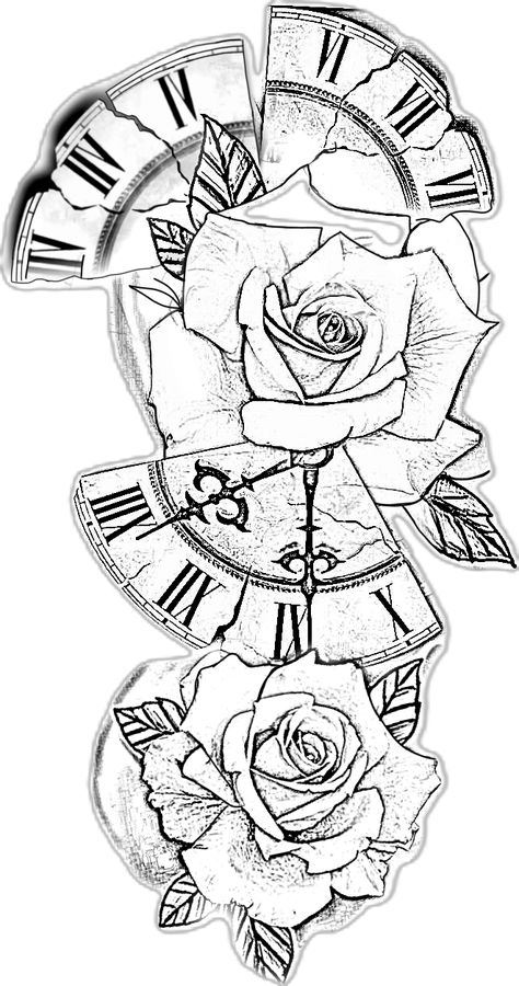 Clock Tattoo Sleeve, Clock And Rose Tattoo, Tattoo Style Art, Rose Drawing Tattoo, Small Chest Tattoos, Half Sleeve Tattoos Drawings, Lion Tattoo Sleeves, Tattoo Lettering Design, Family Tattoo Designs