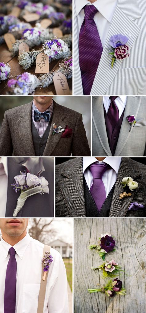 rustic and purple groom Purple Groomsmen, Plum Purple Wedding, Men Attire, Men In Suits, Grooms Men, Plum Wedding, Wedding Colors Purple, Suits Men, Gray Weddings