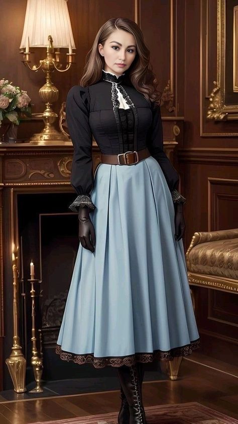 Victorian Ladies Fashion, Modern Victorian Aesthetic Outfit, Steampunk Fashion Women Victorian, Fantasy Victorian Fashion, Neo Victorian Fashion, Victorian Women Fashion, Victorian Outfits Women, Victorian Clothing Women, Victorian Style Fashion