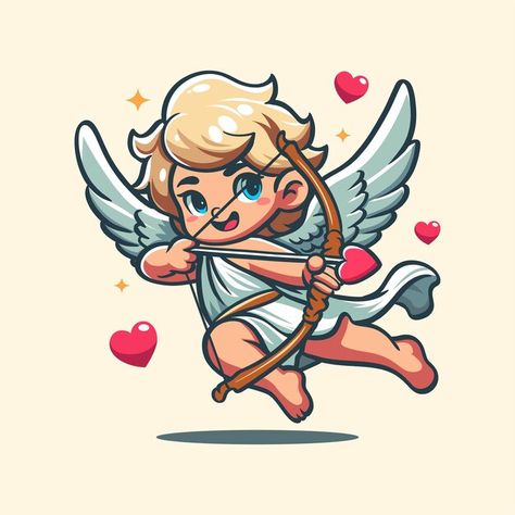 Cupid Illustration, Valentines Day Love, Illustration Cute, Valentine Day Love, Premium Vector, Graphic Resources, Vector Free, Vector Illustration, Royalty Free