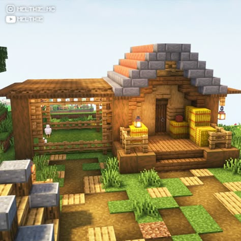 Minecraft Shepards House, Chicken Coop Ideas Minecraft, Villager Homes Minecraft, Minecraft Shepherd House, Minecraft Shed Ideas, Minecraft Simple House Ideas, Villager House Minecraft, Chicken Coop Minecraft, Minecraft House Ideas Cottage