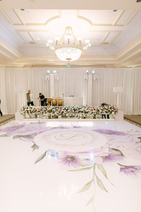 Vinyl Dance Floor Wedding, Wedding Dance Floor Design, Wedding Floor, Wedding Vinyl, Dance Floor Vinyl, Monarch Beach Resort, Salon Design Ideas, Bridal Decor, Lavender Bridesmaid