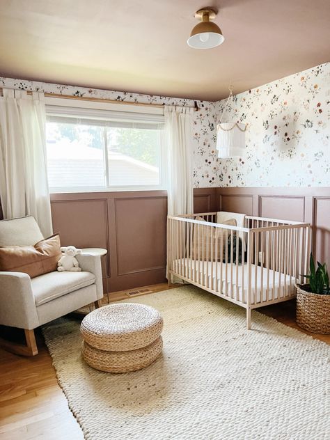 Board And Batten Nursery Wall, Board And Batten Nursery, Board And Batten Accent Wall, Batten Accent Wall, Nursery Accent Wall, Batten Wall, Toddler Bedroom Girl, Bedroom Decor Lights, Kids Bedroom Walls