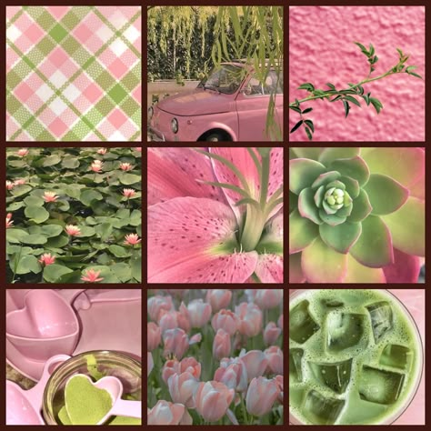 Pink And Green Mood Board Aesthetic, Pink Green Moodboard, Pink And Green Mood Board, Mint Moodboard, Green Mood Board, Aesthetic Types, Adopt Idea, Color Palette Challenge, Scrapbook Printing