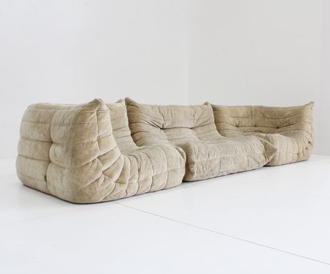 Ligne Roset Sofa, Michel Ducaroy, Corner Piece, Togo Sofa, Ligne Roset, Vintage Sofa, Vintage Velvet, Crushed Velvet, Sofa Design