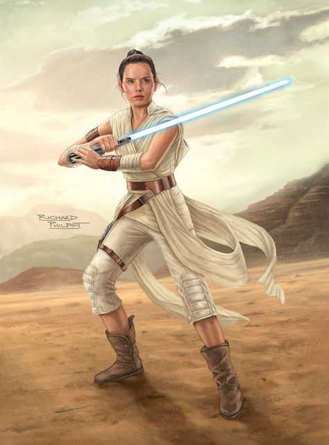 ArtStation - Rey, Richard Philpott Daisy Ridley Star Wars, Star Wars Rey, Star Wars Halloween Costumes, Star Wars Timeline, Star Wars Sequel Trilogy, Admiral Ackbar, Star Wars Painting, Knights Of Ren, Star Wars Halloween