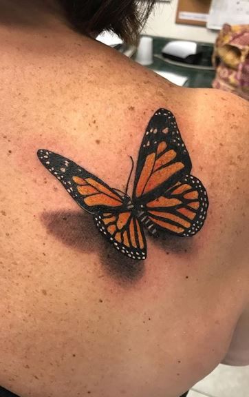 Monarch Tattoo, Realistic Butterfly Tattoo, Monarch Butterfly Tattoo, 3d Butterfly Tattoo, Tattoo 3d, Butterfly Tattoo On Shoulder, Butterfly Back Tattoo, Insect Tattoo, Butterfly Tattoos For Women