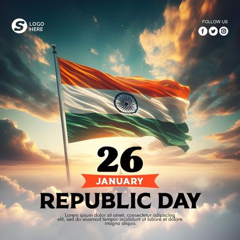 Republic Day Unique Images, Republic Day Png Text, Republic Day Png, Importance Of Republic Day, Happy Republic Day 2017, Media Poster, Happy Republic Day, Indian Flag, Social Media Poster