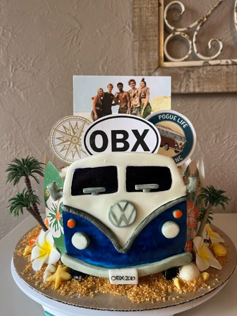 OBX Cake - Fondant Jj Maybank Birthday Cake, Outer Banks Cake Ideas, Obx Outer Banks Birthday Party, Bank Cake Ideas, Outer Banks Birthday Cake, Outer Banks Cake, Bank Cake, Birthday Cake Quotes, 14th Birthday Party Ideas