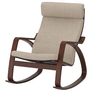 POÄNG Rocking chair, Hillared beige, Width: 26 3/4". Order here! - IKEA Ikea Rocking Chair, Bent Wood, Stylish Chairs, Ikea Family, Armchair Furniture, Fabric Armchairs, Beige Fabric, Cushion Design, Sofa Armchair