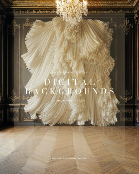 ✨Baroque Silk Collection: featuring exquisite digital backgrounds of silk chiffon draped in lavish baroque settings. ✨These backdrops are perfect for wedding photography, fashion editorials, and sophisticated maternity visuals, offering a luxurious canvas for digital composites. The rich textures and dramatic folds create an atmosphere of decadence ideal for artists seeking to add a touch of elegance to their projects. 🛍️Shop at the link in bio.🥰 Test Shoot Ideas, Wedding Draping, Fabric Installation, Bridal Shops, Under The Dome, Fabric Photography, Flower Collage, Ballet Art, Idea Wedding