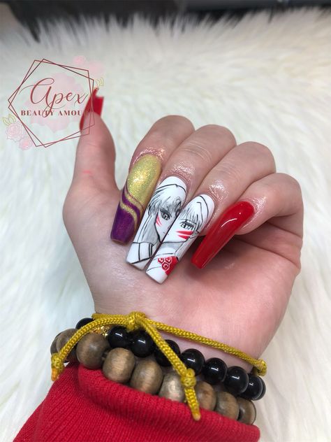 Inuyasha Nails, Anime Nails, Inuyasha, Nail Inspo, Class Ring, Nail Art, Nails, Anime, Art