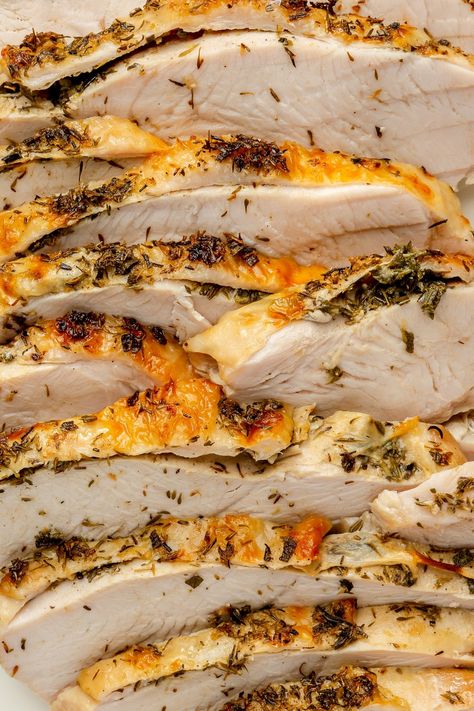 Garlic Herb Roasted Turkey Breast - Fed & Fit Turkey Breast Seasoning, Herb Roasted Turkey Breast, Turkey Rub, Herb Roasted Turkey, Herb Turkey, Fed And Fit, Oven Roasted Turkey, Turkey Breast Recipe, Healthy Living Recipes