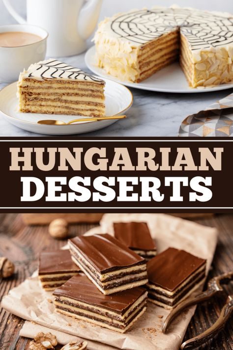 European Cakes And Tortes, Eastern European Recipes Desserts, Hungarian Recipes Desserts, Eastern European Desserts, Hungarian Dessert Recipes, Crockpot Chicken Paprikash, European Dessert Recipes, Serbian Desserts, Hungarian Baking