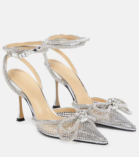 Mytheresa Shoes, White Shoes Wedding, Shoes Wedding Heels, High Hills, Cloth Collection, Platform Shoes Sandals, Bow Pumps, Silver Pumps, Double Bow