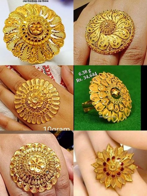 Ladies finger ring design https://youtu.be/Ea0jxzY40K0 Indian Ring Designs, Umbrella Ring Gold, Arabian Jewellery, Finger Ring Design, Gold Hoop Earrings Style, Beautiful Gold Earrings, Ladies Finger Ring, Ladies Gold Rings, Beautiful Gold Rings