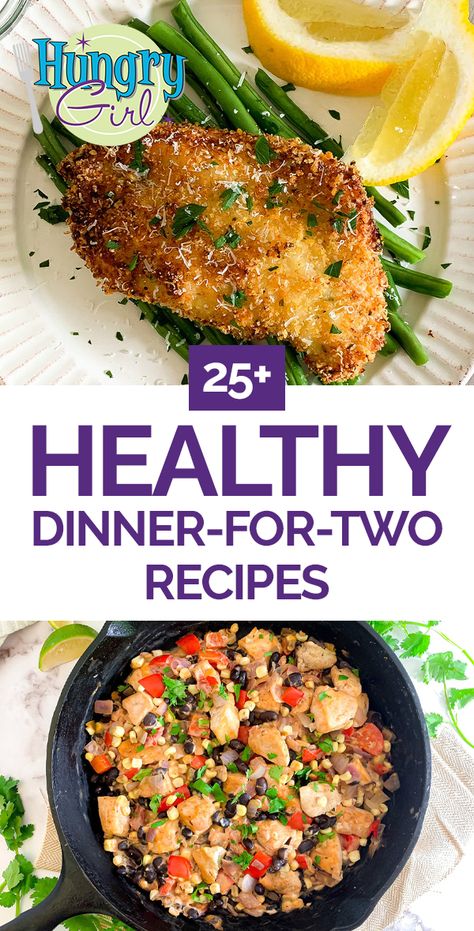 Hungry Girl Recipes Dinner, Healthy Dinner For Two, Dinner For Two Recipes, Small Recipes, Healthy Dinners For Two, College Recipes, Hungry Girl Recipes, Simple Family Meals, American Foods