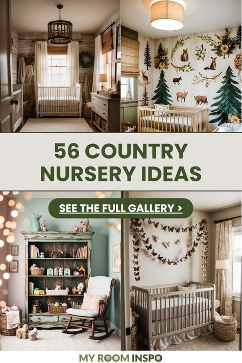 56 adorable country nursery ideas showcased in 4 beautiful images. Look for cozy bedding, rustic accents, and creative decor tips perfect for a charming nursery atmosphere. English Country Nursery Ideas, Dark Brown Furniture Nursery, Cozy Gender Neutral Nursery, Baby Boy Crib Ideas, Woodland Baby Nursery Theme, Gender Neutral Nursery Ideas Themes, Gender Neutral Nursery Farmhouse, Hunting Nursery Ideas, Boy Nursery Ideas Rustic