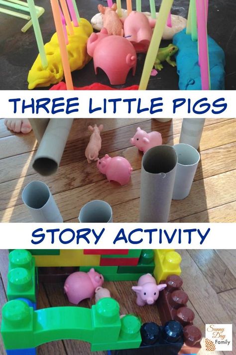 Three Little Pigs story activity for kids. Bring the Three Little Pigs story to life with this fun activity that kids will love! Fairy Tales Lesson Plans, 3 Little Pigs Activities, Fairy Tales Preschool Activities, Fairytale Lessons, Three Little Pigs Story, Three Little Pig, Fairy Tales Preschool, Fairy Tale Activities, Fairy Tale Crafts