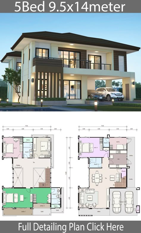 Villa Tugendhat, 6 Bedroom House Plans, 5 Bedroom House Plans, 2 Storey House Design, Two Story House Plans, Two Story House, Free House Plans, 4 Bedroom House Plans, Duplex House Plans