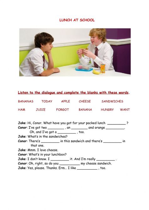 Dialogue Worksheet, Apples And Cheese, Likes And Dislikes, Forgot My Password, English As A Second Language (esl), English As A Second Language, School Subjects, Online Workouts, Google Classroom