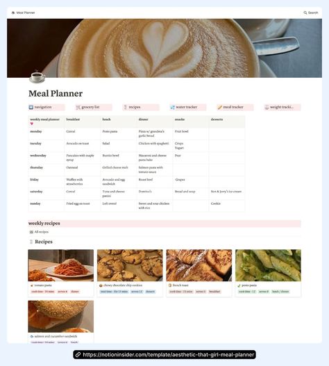 weekly notion template Notion Meal Planner, Sell Templates, Fried Egg On Toast, Egg Roast, Notion Aesthetic, Aesthetic Notion, Food Template, Weekly Meals, Meal Planner Template