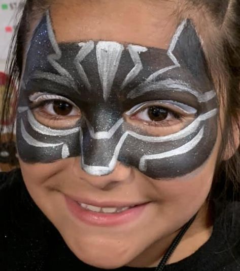 Face Paint Black Panther, Black Panther Face Paint, Groot Face Paint, Avengers Face Paint, Super Hero Face Paint Easy, Face Paint Superhero, Cheetah Face Paint, Black Panther Face, Ideas Maquillaje