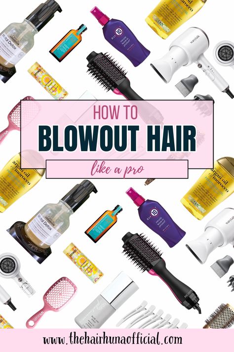 One of the most popular hair services that you can now do at home. Hairstylist shares how to blowout your hair like a salon pro in 8 easy steps. How To Get Blowout Hair, How To Give Myself A Blowout, Blowout Products, Easy Blowout At Home, Diy Blowout, At Home Blowout, How To Do A Blowout On Yourself, Blow Dry Hair For Volume, Blowout Hair Tutorial