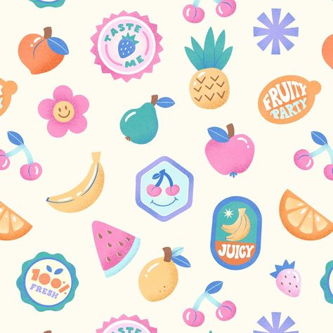 Running a bit late, but here it is! 🍓🍑🍋 My vibrant Tutti Frutti pattern for the #thepatternchallengebymel by @melanie.johnsson . Inspired by all the colorful, delicious fruits of summer. What’s your favorite fruit? . . . . . . #drawingchallenge #illustrationoftheday #patterndesigner #textiledesign #fabricdesign #textiledesign #seamlesspattern #freelancedesigner #artchallenge #artlicensing #surfacepatterndesign #surfacedesigner #kidsfashion #babyclothingprint #printandpattern #fruitpattern #l... Palm Royale, Conversational Prints, Angel Blue, Fruit Wallpaper, Color Palette Design, Fruit Pattern, Delicious Fruit, Tutti Frutti, Art Licensing