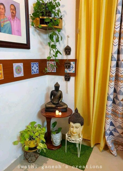 Buddha Home Decor, Spanish Home Decor, Colorful Room Decor, Indian Room Decor, Colourful Living Room Decor, Diwali Decorations At Home, India Home Decor, Buddha Decor, Living Room Decorating Ideas