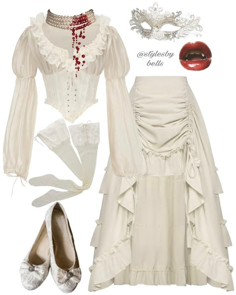 𝐇𝐀𝐋𝐋𝐎𝐖𝐄𝐄𝐍 𝐈𝐍𝐒𝐏𝐎/ 𝘊𝘓𝘈𝘜𝘋𝘐𝘈 𝘐𝘞𝘛𝘝 I was late to the interview with the vampire train but I absolutely adore Claudia. Here’s costume inspo for her season 1 finale look 🩸 . . . . #halloween #halloweencostume #costume #costumeideas #vampire #iwtv #october #outfit #style #styleinspo #explore #explorepage #pinterest #pinterestaesthetic #pinterestinspired #vintage #vintagestyle #viviennewestwood #y2k #y2kaesthetic #streetstyle #streetwear #aesthetic #vintageaesthetic #fashion #stylesbybells Chic Vampire Costume, White Vampire Costume, Winter Vampire Outfit, Vintage Vampire Costume, Vintage Vampire Outfit, Claudia Iwtv Outfits, 90s Vampire Outfit, White Vampire Outfit, Female Vampire Outfit