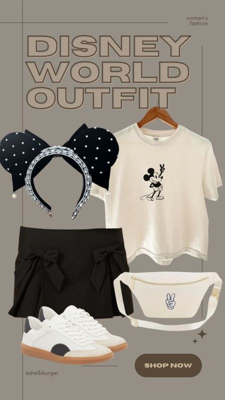 Mickey Outfit Women, Disney Fashion Outfits, Peace Sign Shirt, Disney Trip Outfits, Disney Outfits Women, Peace Sign Shirts, Cute Disney Outfits, Minnie Mouse Outfits, Disney World Outfits