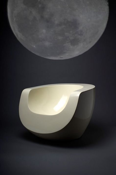 nicethingsbycoolpeople: Is it weird if I want to run my hands all over this chair? It is? Sorry. This lovely object is the Moon Chair by Mike To. I reminds me of Eero Aarnio’s shiny hollow plastic chairs but the sharp edges make it very modern and definitely not a blobject. Birthday Chair, Weird Furniture, Eero Aarnio, Moon Chair, Plastic Chairs, Futuristic Furniture, Unique Chair, Contemporary Chairs, Cafe Chairs