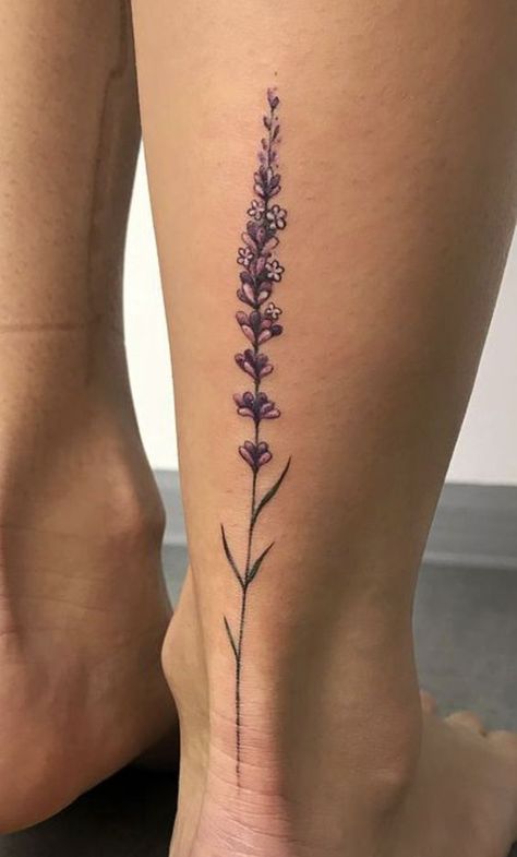 20 Botanical Wrap Tattoo Ideas - besttattoo.wiki - Unveiling Exquisite Ink Art Heather Flower Tattoo Ideas, Spine Tattoos For Women Lavender, Lavender Stem Tattoo, Back Of Foot Tattoo, Wisteria Tattoo Foot, Lavender Tattoo Leg, Heather Tattoo Flower, Wrap Tattoo Ideas, Lavender Spine Tattoo